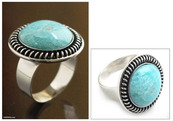 Alternate image for Amazonite cocktail ring Moon Over Lima