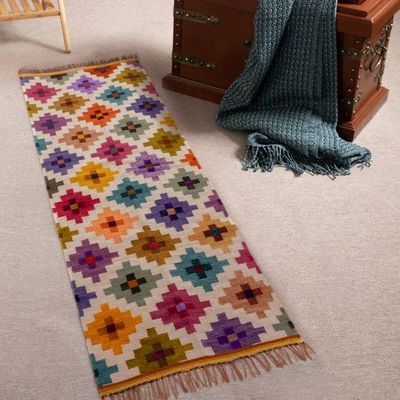 Alternate image for Handwoven Wool Runner Rug with Andean Chakana Motifs 1.5x5 Andean Chakanas