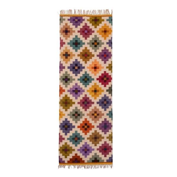 Alternate image for Handwoven Wool Runner Rug with Andean Chakana Motifs 1.5x5 Andean Chakanas