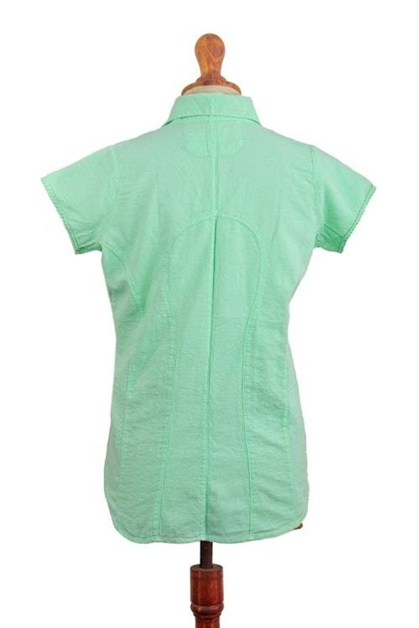 Alternate image for Soutache-Embroidered Floral 100 Cotton Blouse in Jade Green Spring Renewal