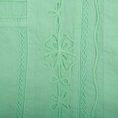 Alternate image for Soutache-Embroidered Floral 100 Cotton Blouse in Jade Green Spring Renewal