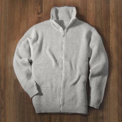 Alternate image for Light Grey 100 Alpaca Mens Cardigan Casual Grey