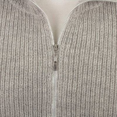 Alternate image for Light Grey 100 Alpaca Mens Cardigan Casual Grey