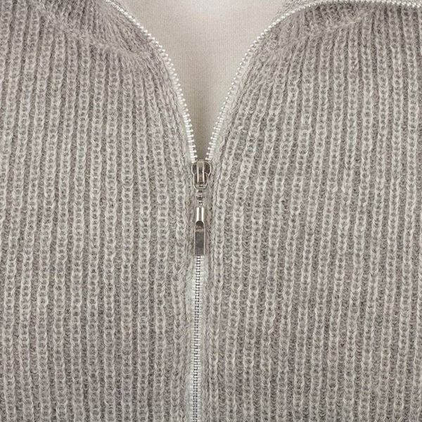 Alternate image for Light Grey 100 Alpaca Mens Cardigan Casual Grey