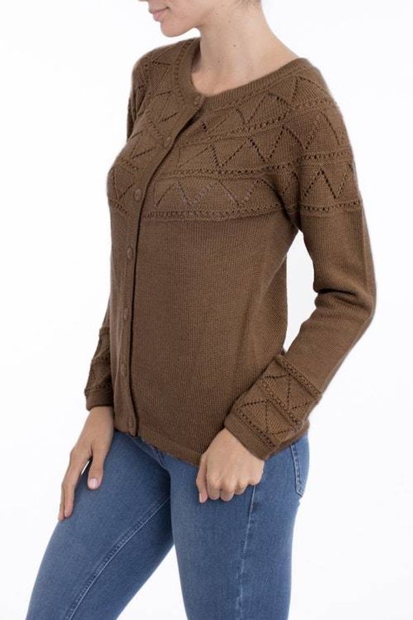 Alternate image for Tan Baby Alpaca Cardigan Sweater with Pointelle Knit Designs Sweet Mystique in Tan