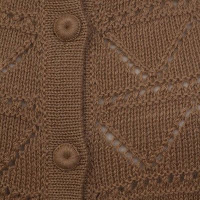 Alternate image for Tan Baby Alpaca Cardigan Sweater with Pointelle Knit Designs Sweet Mystique in Tan
