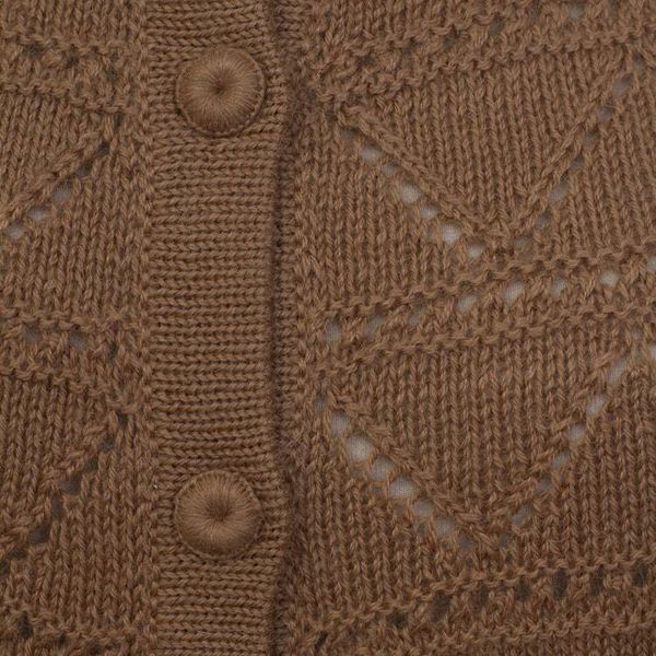 Alternate image for Tan Baby Alpaca Cardigan Sweater with Pointelle Knit Designs Sweet Mystique in Tan