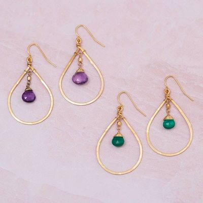 Primary image for Gold-Filled Teardrop Gemstone Earrings from Brazil Delicate Drop