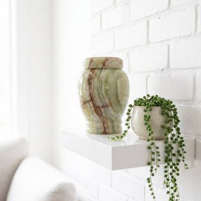 Alternate image for Natural Light-green Onyx Urns for Child or Pets Ashes | Memorial Urn for Display or Burial Purposes, Medium Sizes
