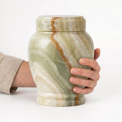 Alternate image for Large Onyx Memorial Urn for Ashes | Handcrafted Natural Stone Cremation Urn for Adults | Decorative Funeral Urn with Polished Finish