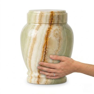 Alternate image for Large Onyx Memorial Urn for Ashes | Handcrafted Natural Stone Cremation Urn for Adults | Decorative Funeral Urn with Polished Finish