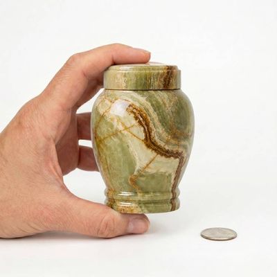 Alternate image for Handcrafted Multi-Green Onyx Keepsake Urn for Human Ashes, Small Memorial Cremation Urn, Natural Stone Funeral Urn, Sympathy Gift