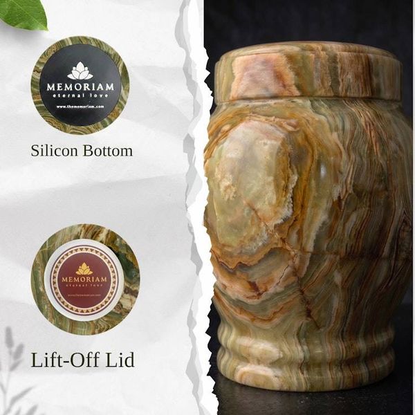 Alternate image for Handcrafted Multi-Green Onyx Keepsake Urn for Human Ashes, Small Memorial Cremation Urn, Natural Stone Funeral Urn, Sympathy Gift