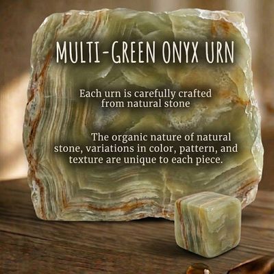 Alternate image for Handcrafted Multi-Green Onyx Keepsake Urn for Human Ashes, Small Memorial Cremation Urn, Natural Stone Funeral Urn, Sympathy Gift