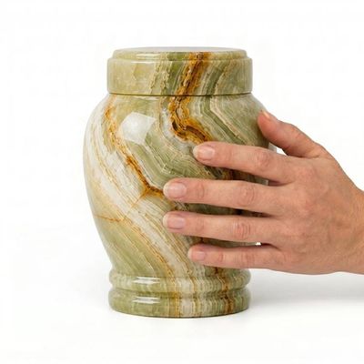 Alternate image for Handcrafted Multi-Green Onyx Urn for Child & Pet Ashes, Natural Stone Cremation Memorial, Handmade Funeral Urn