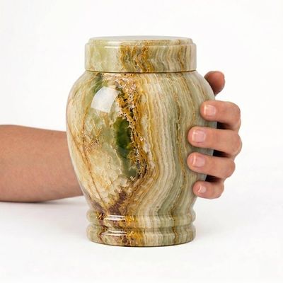 Alternate image for Handcrafted Multi-Green Onyx Urn for Child & Pet Ashes, Natural Stone Cremation Memorial, Handmade Funeral Urn