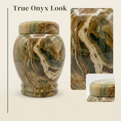 Alternate image for Handcrafted Multi-Green Onyx Urn for Child & Pet Ashes, Natural Stone Cremation Memorial, Handmade Funeral Urn