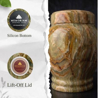 Alternate image for Handcrafted Multi-Green Onyx Urn for Child & Pet Ashes, Natural Stone Cremation Memorial, Handmade Funeral Urn
