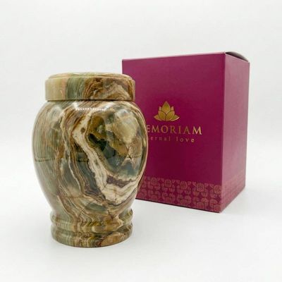 Alternate image for Handcrafted Multi-Green Onyx Urn for Human Ashes, Large Natural Stone Cremation Memorial Urn, Funeral Urn with Secure Lid