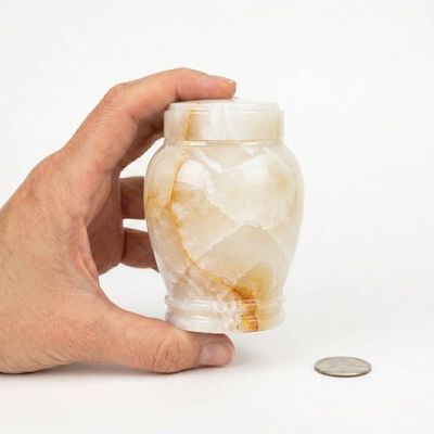 Alternate image for Handmade Suki-White Onyx Memorial Keepsake Urns for Human Ashes | Small Natural Stone Cremation Urn for Remembrance