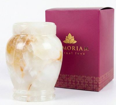 Alternate image for Handmade Suki-White Onyx Memorial Keepsake Urns for Human Ashes | Small Natural Stone Cremation Urn for Remembrance