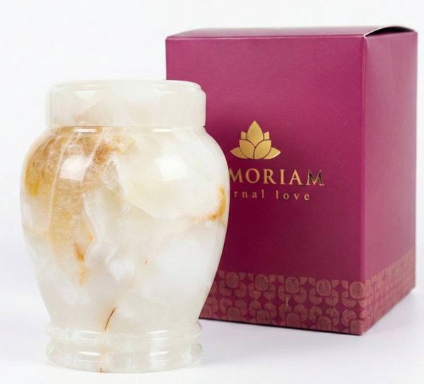 Alternate image for Handmade Suki-White Onyx Memorial Keepsake Urns for Human Ashes | Small Natural Stone Cremation Urn for Remembrance