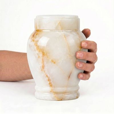 Alternate image for Suki White Onyx Cremation Urn for Ashes – Handcrafted Natural Stone Memorial Urn for Child & Pet Ashes, Polished Funeral Urn, Medium Sizes