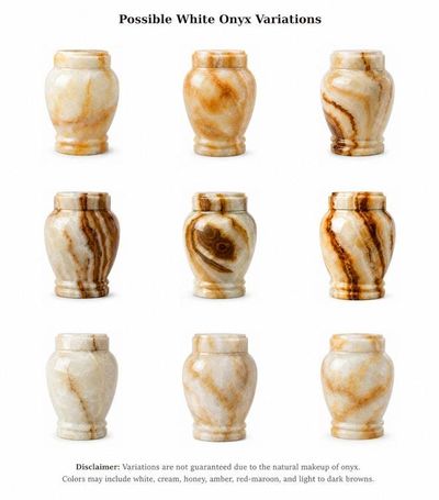 Alternate image for Suki White Onyx Cremation Urn for Ashes – Handcrafted Natural Stone Memorial Urn for Child & Pet Ashes, Polished Funeral Urn, Medium Sizes