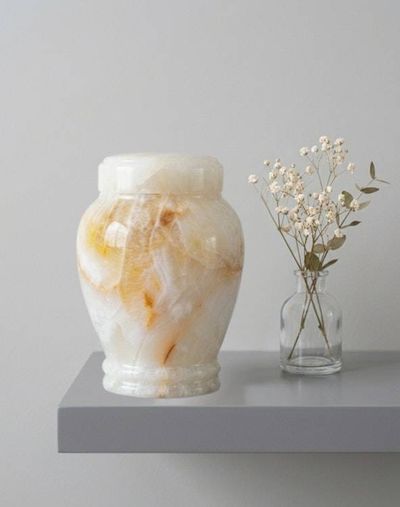Alternate image for Suki White Onyx Cremation Urn for Human Ashes – Handcrafted Natural Stone Funeral Urn for Adult, Elegant Polished Memorial Urn with Secure Lid, Large & Extra-large