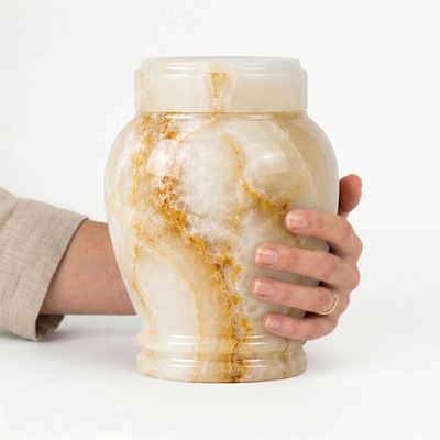 Alternate image for Suki White Onyx Cremation Urn for Human Ashes – Handcrafted Natural Stone Funeral Urn for Adult, Elegant Polished Memorial Urn with Secure Lid, Large & Extra-large