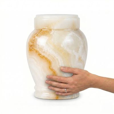 Alternate image for Suki White Onyx Cremation Urn for Human Ashes – Handcrafted Natural Stone Funeral Urn for Adult, Elegant Polished Memorial Urn with Secure Lid, Large & Extra-large
