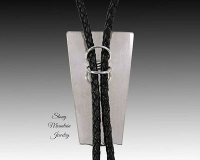 Alternate image for Modern Turquoise Inlay Bolo Tie in Sterling Silver with White Buffalo Matrix & Black Jade, Custom Designer Wedding Bolo Tie, Alternative Necktie