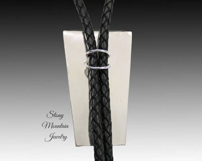 Alternate image for Native Silver Inlay Bolo Tie with Black Jade & Red Jasper, Custom Designer Wedding Bolo Ties for Men or Women, Unique Gift