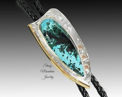 Primary image for Designer Wedding Bolo Tie, Unique Modern Custom Shattuckite Wedding Bolo Tie, Sterling Silver Bolo Ties for Men or Women, Western Tie