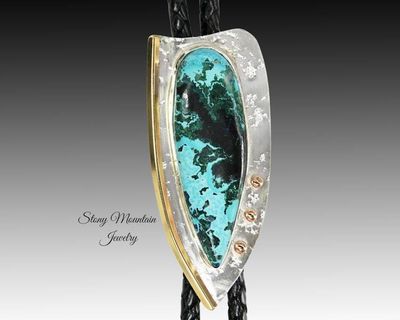 Alternate image for Designer Wedding Bolo Tie, Unique Modern Custom Shattuckite Wedding Bolo Tie, Sterling Silver Bolo Ties for Men or Women, Western Tie