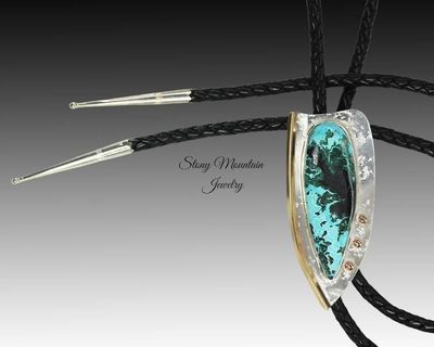 Alternate image for Designer Wedding Bolo Tie, Unique Modern Custom Shattuckite Wedding Bolo Tie, Sterling Silver Bolo Ties for Men or Women, Western Tie