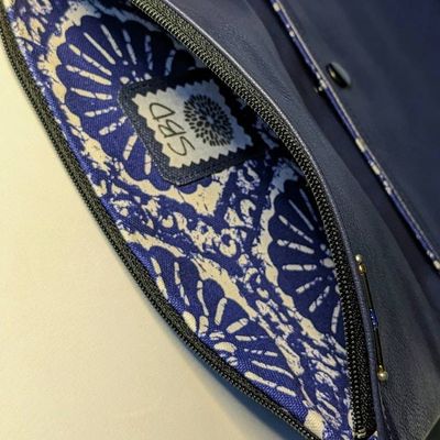 Alternate image for Foldover Clutch with Outer Pocket in Navy Blue - The Kanga 2