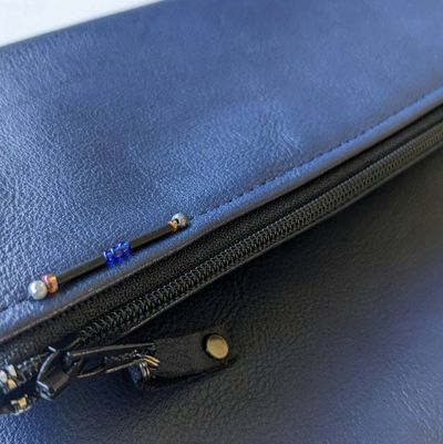 Alternate image for Foldover Clutch with Outer Pocket in Navy Blue - The Kanga 2