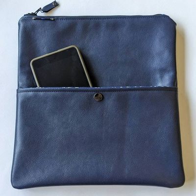 Alternate image for Foldover Clutch with Outer Pocket in Navy Blue - The Kanga 2