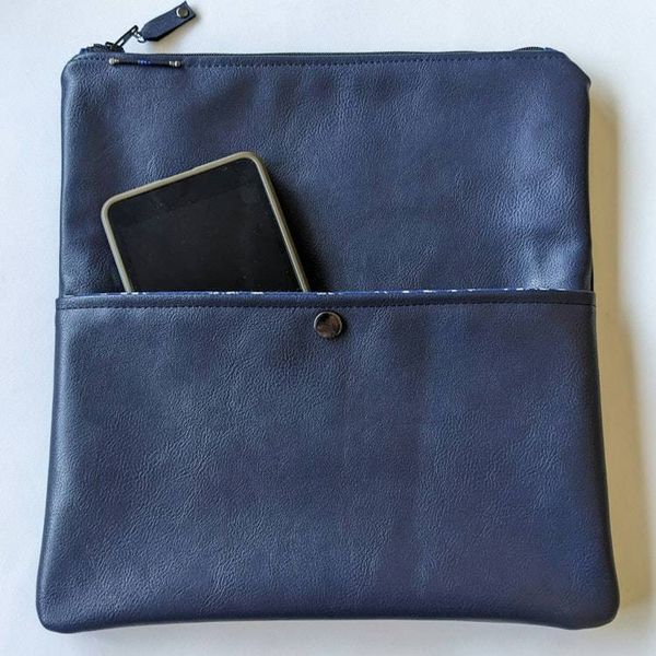 Alternate image for Foldover Clutch with Outer Pocket in Navy Blue - The Kanga 2