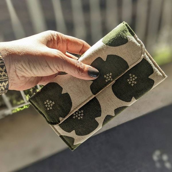 Alternate image for Wallet with Inner Card Pocket in Green Floral - My Simple Wallet
