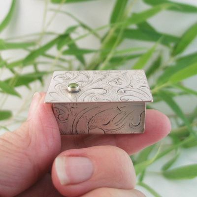Primary image for Teeny Tiny Silver Trinket Box w/Gemstone