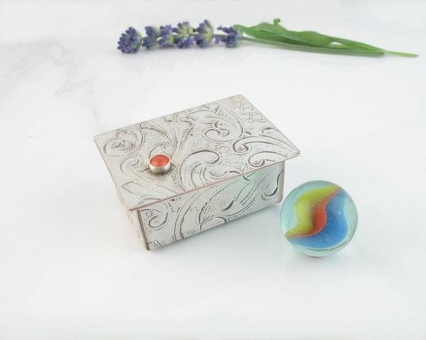 Alternate image for Teeny Tiny Silver Trinket Box w/Gemstone