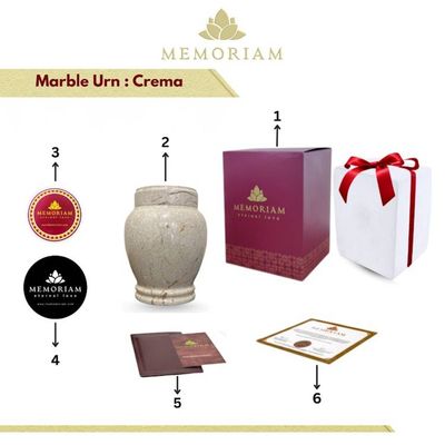 Alternate image for Crema Marble Cremation Urn for Human Ashes, Adult Funeral Urn, Handmade Natural Stone Memorial Urn with Secure Lid