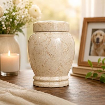 Alternate image for Handcrafted Natural Marble Cremation Urn for Child or Pet Ashes | Elegant Memorial Urn with Secure Lid in Two Medium Sizes