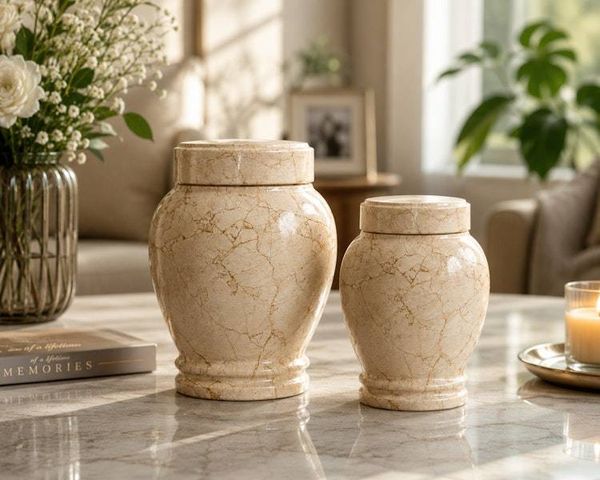 Alternate image for Handcrafted Natural Marble Cremation Urn for Child or Pet Ashes | Elegant Memorial Urn with Secure Lid in Two Medium Sizes