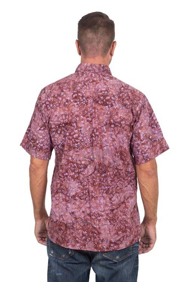 Alternate image for Fair Trade Mens Cotton Batik Shirt in Reds from Bali Light and Shadow