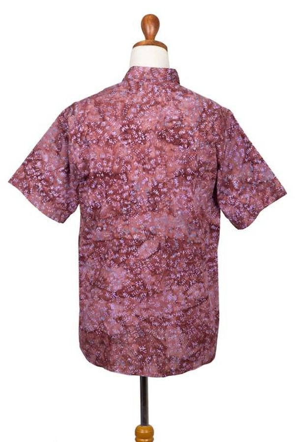 Alternate image for Fair Trade Mens Cotton Batik Shirt in Reds from Bali Light and Shadow