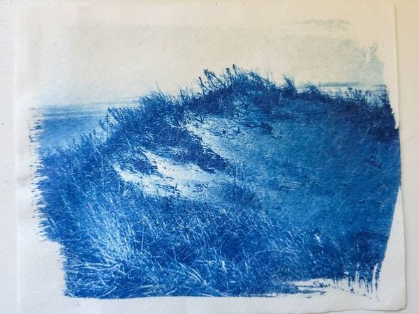Alternate image for Handcrafted Cyanotype Sand Dunes Photography in Rustic Wood Frame
