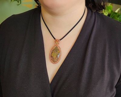 Alternate image for Fruit Jasper Copper Wire Wrapped Frog Pendant